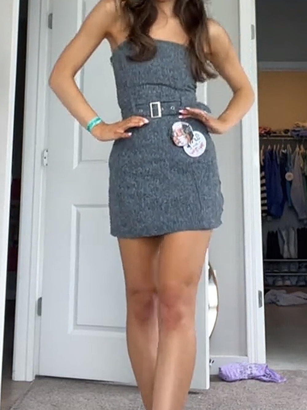 Pants Store Strapless Belted Mini Dress